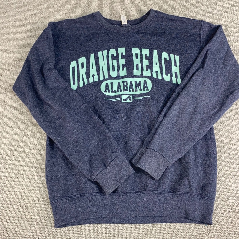 Orange Beach Alabama Sweatshirt Womens Small Navy Blue Graphic Pullover Souvenir